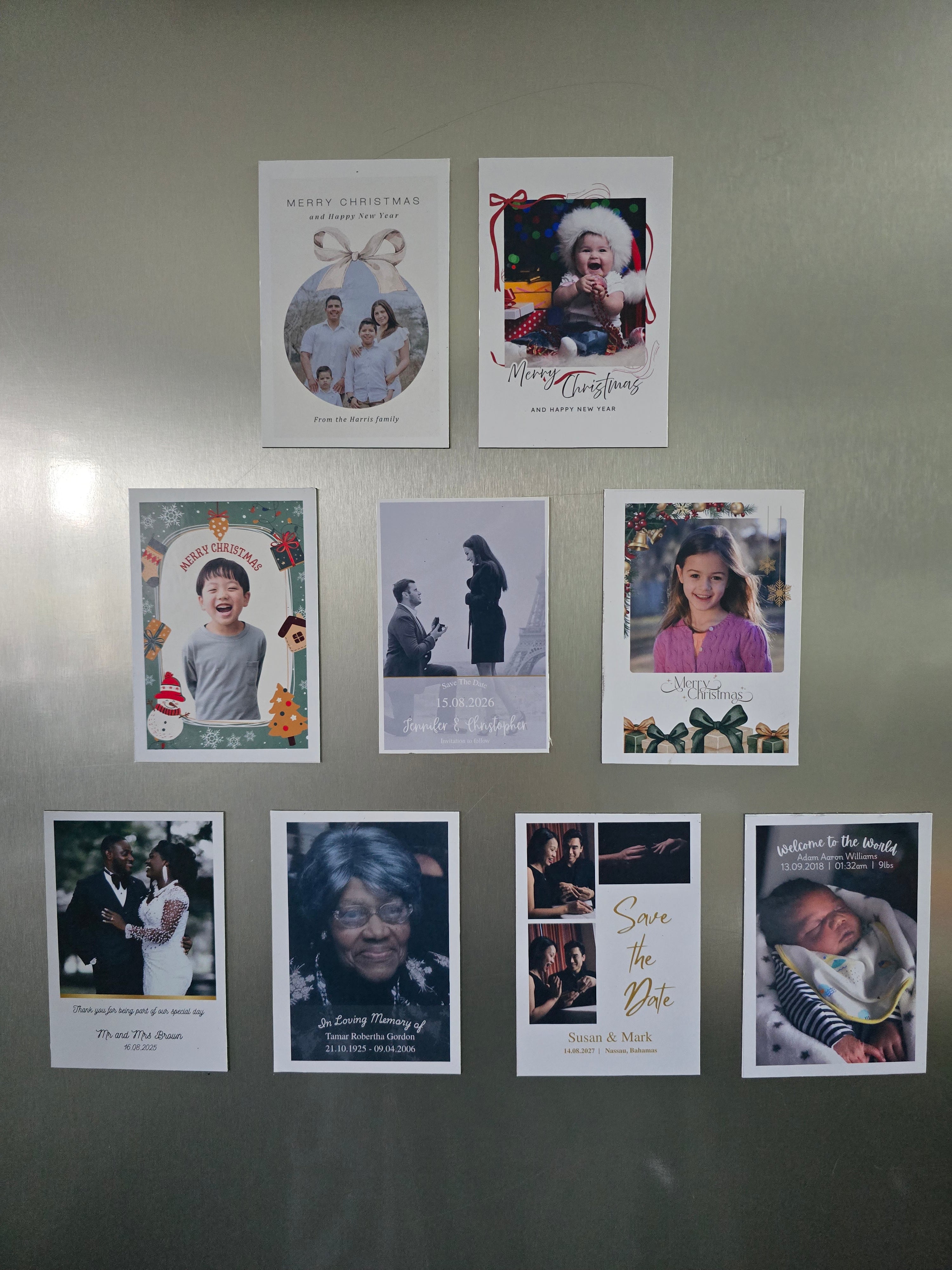 Set of 9, 9.5x6.5cm personalised magnets