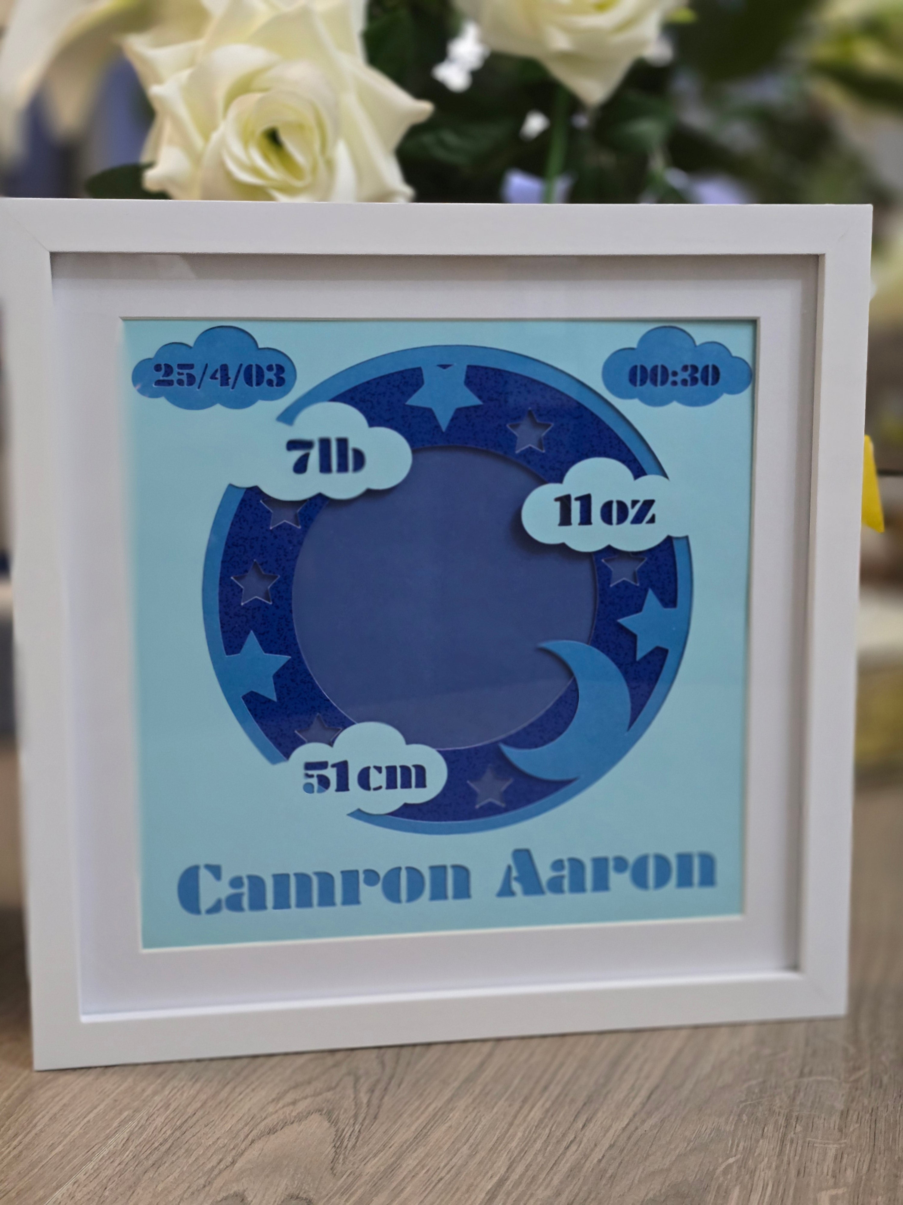 Birth announcement shadow box frame - layered card