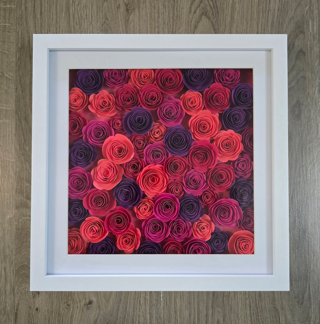 Floral shadow box frame - filled with flowers