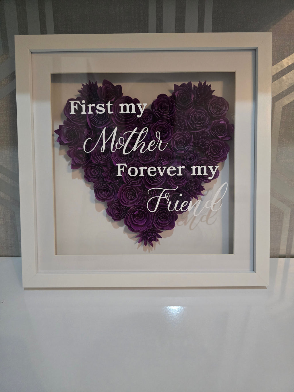 Floral shadow box frame - heart shape