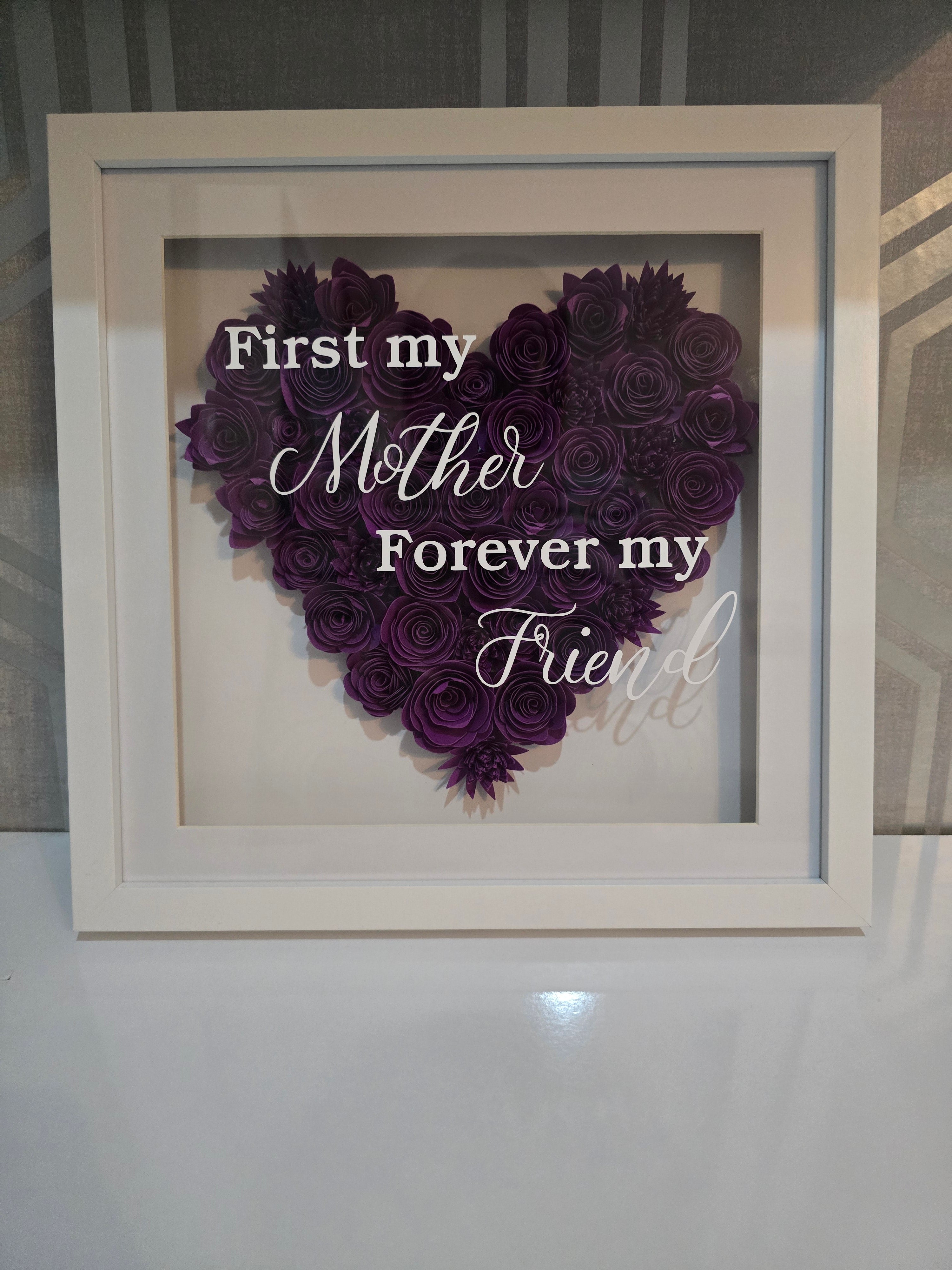 Floral shadow box frame - heart shape