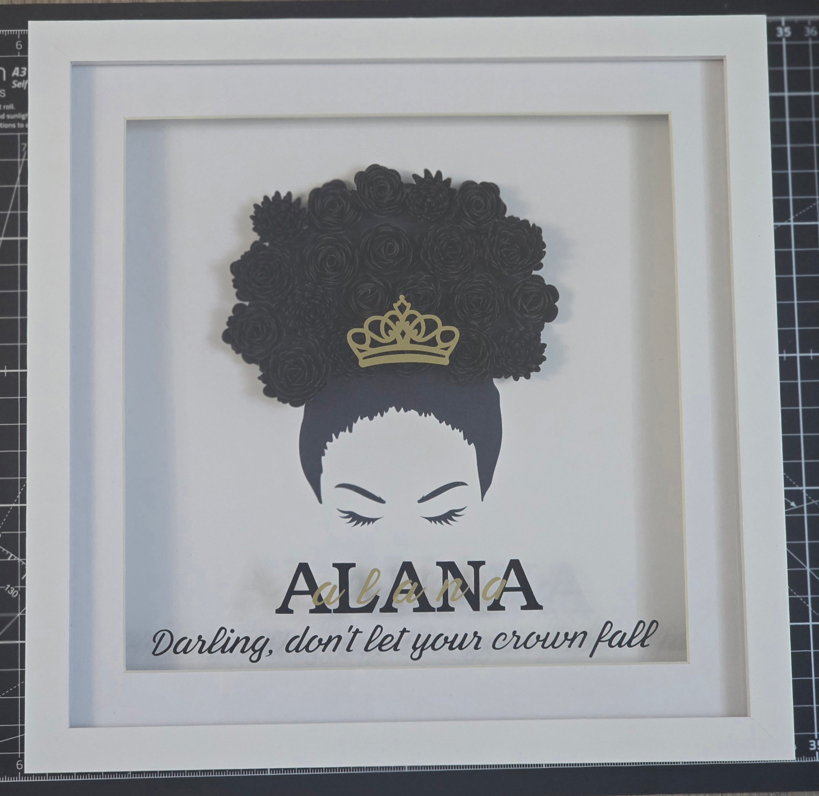 'Darling, don't let your crown fall' Shadow Box Frame