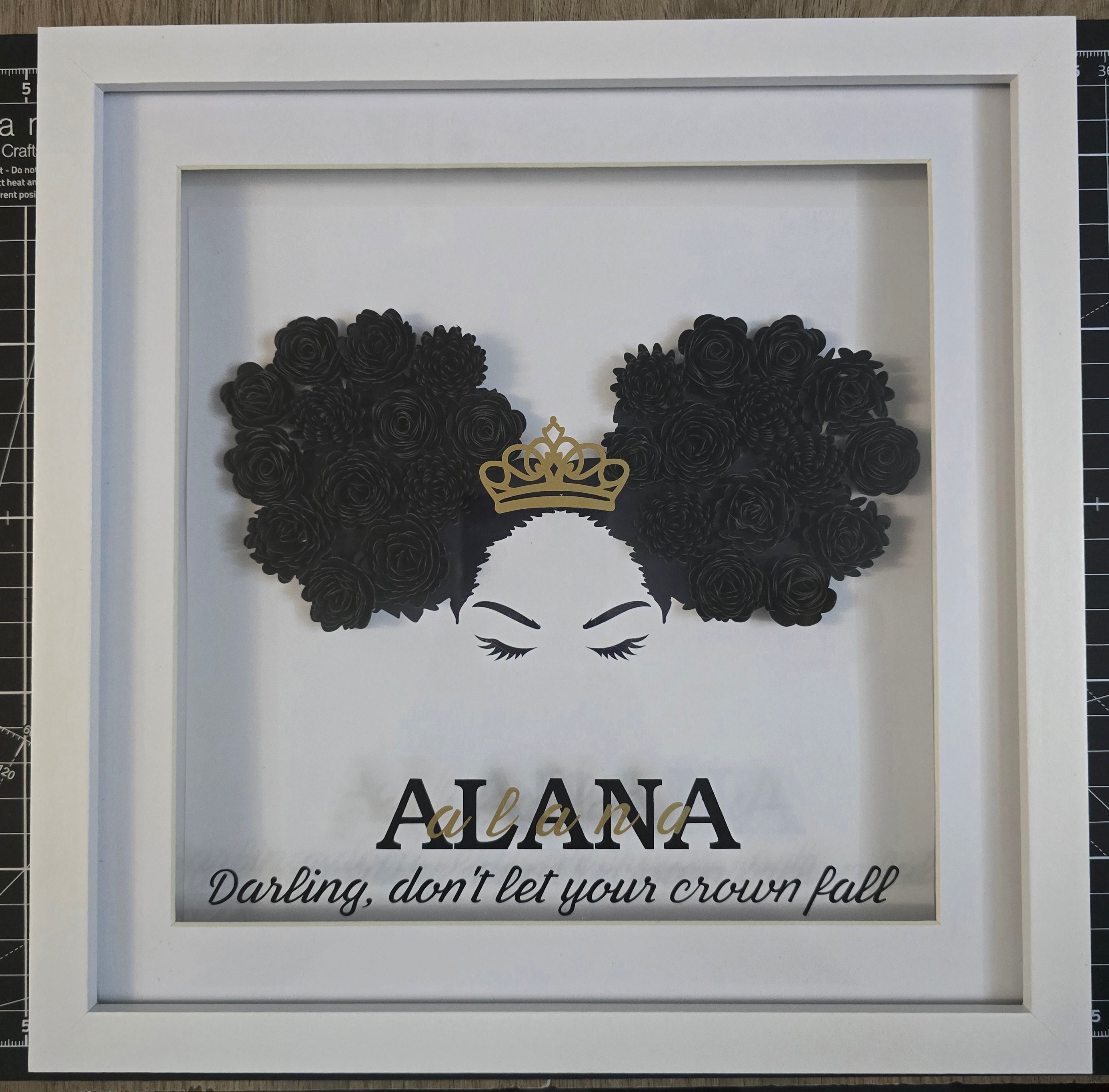 'Darling, don't let your crown fall' Shadow Box Frame