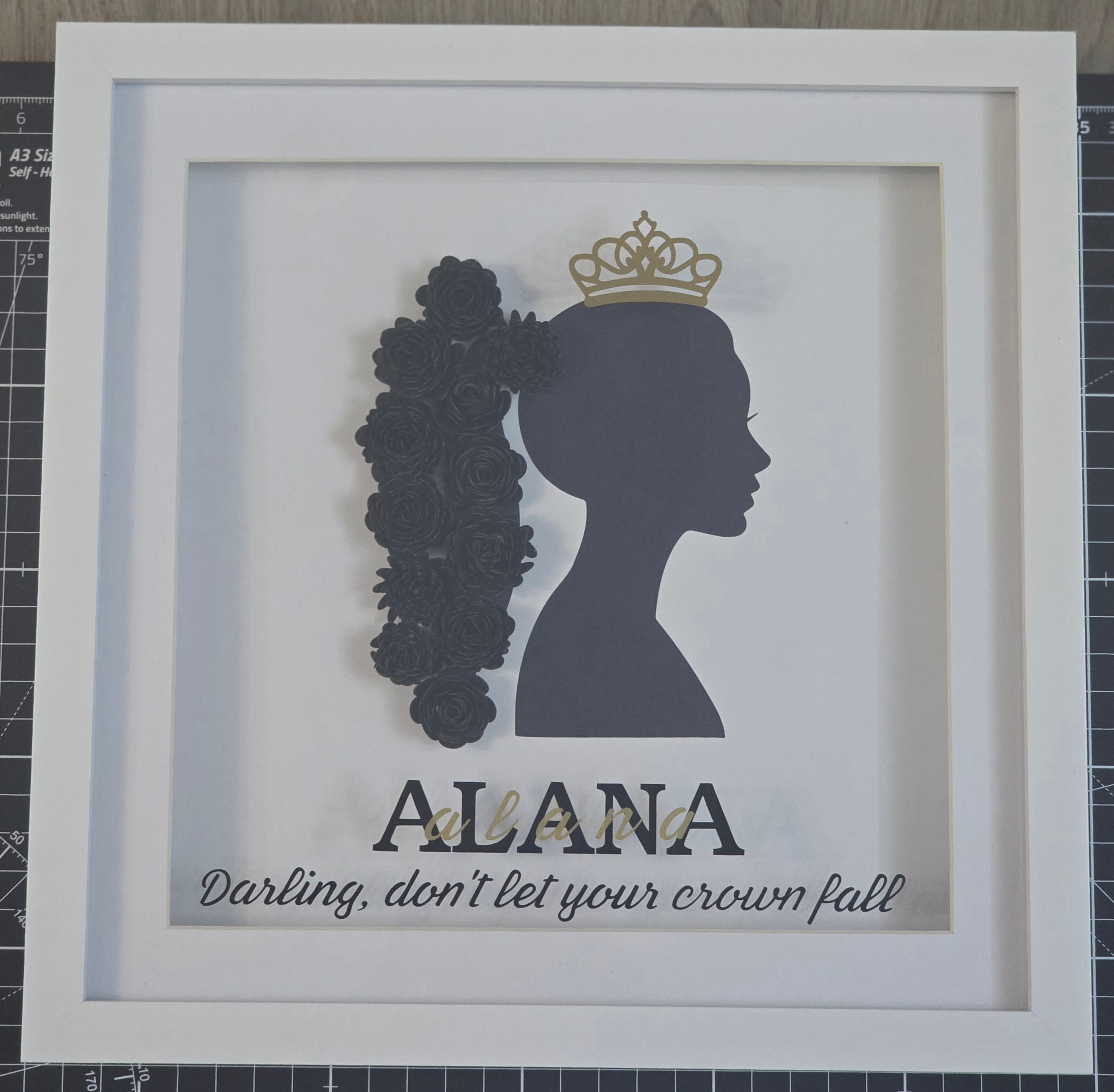 'Darling, don't let your crown fall' Shadow Box Frame